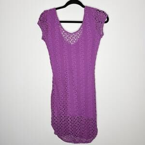 Free People SP Crochet Lace Mini Dress Purple Boho Cottagecore Festival Small